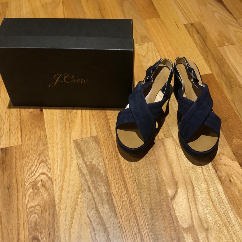 JCREW Blue suede wedges